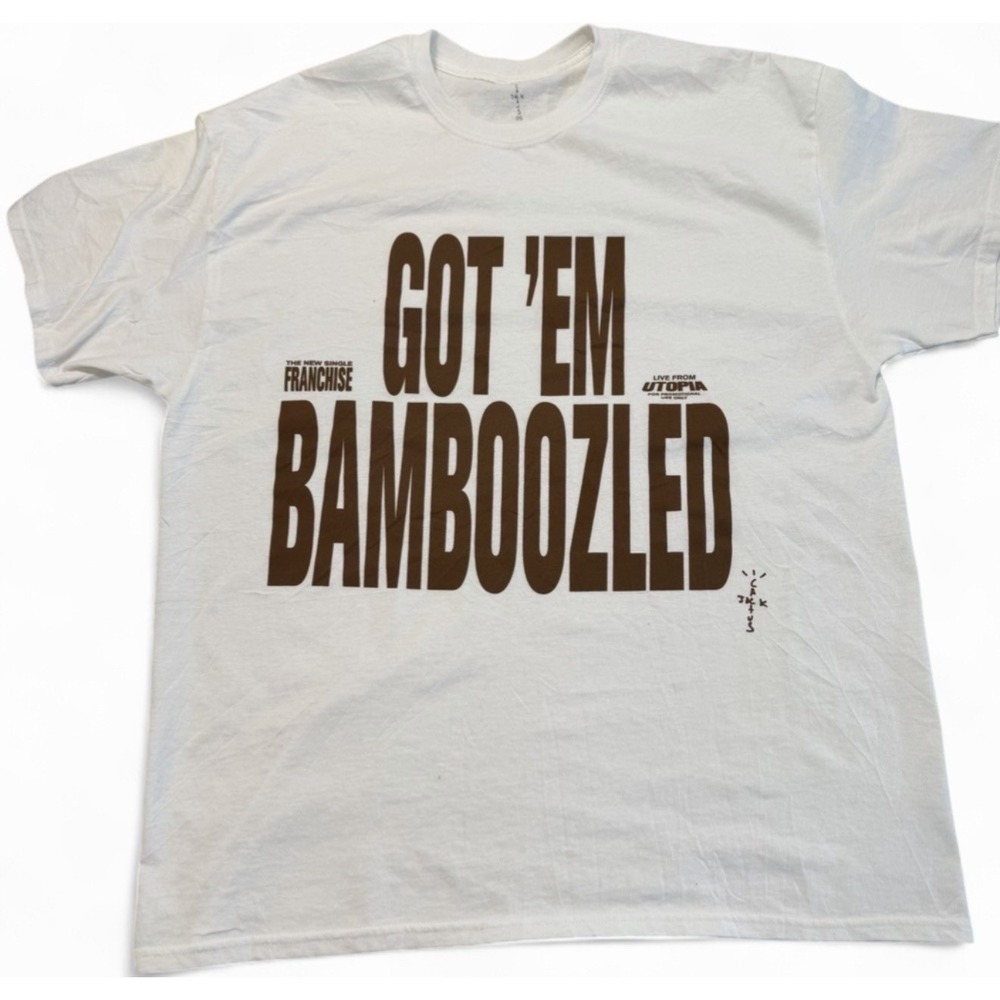 Travis Scott Cactus Jack Got 'Em Bamboozled White O/S Mens One Size T-Shirt L XL